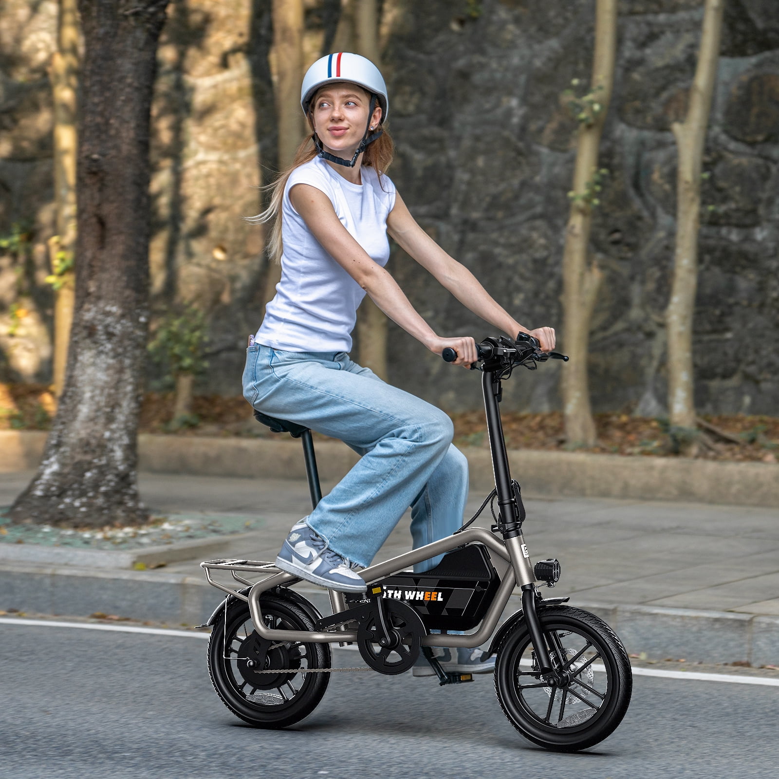 5TH WHEEL 14" Electric Bike for Adults with 650W Peak Motor Electric Bicycle, 36V 7.8Ah Battery Ebike, UL2849