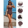 thumbnail image 4 of DOKOTOO Tankini Swimsuits for Women Bathing Suits with Crisscross Back Tankini Top with High Cut Swim Brief Swimwear Brown M US8-10, 4 of 12