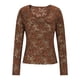 thumbnail image 2 of AUNVITO Women's Sheer Lace Long Sleeve Slim Fit Top Elegant and Sexy Style, 2 of 7