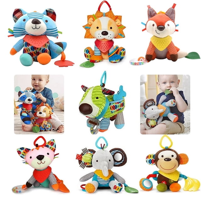Juguetes sensoriales para bebés sonajeros de felpa cochecito colgante animales cama móvil mordedor infantil accesorios para bebés de 4 a 6 meses