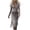 #0253-Gray, variant on Women's Dresses Western Fringe Trim Long Sleeve Maxi Dress Casual Party Wear Lightweight Breathable Stretchy Form Fitting Sundresses Gift