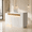 White/Right 62.99"L x 26.02"W x 41.34"H, variant on 63" Modern Reception Desk with Right Counter, White Front Desk Counter with Built-In Outlets, Combination Lock Drawers & LED Lights for Office, Salon & Retail