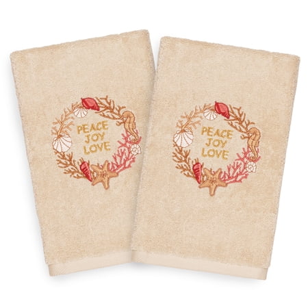 Authentic Hotel and Spa Turkish Cotton Peace Beige Set of 2 Hand Towels