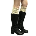 thumbnail image 3 of Wrapables® Knitted Leg Warmers Boot Socks with Lace Trim, Coffee, 3 of 4