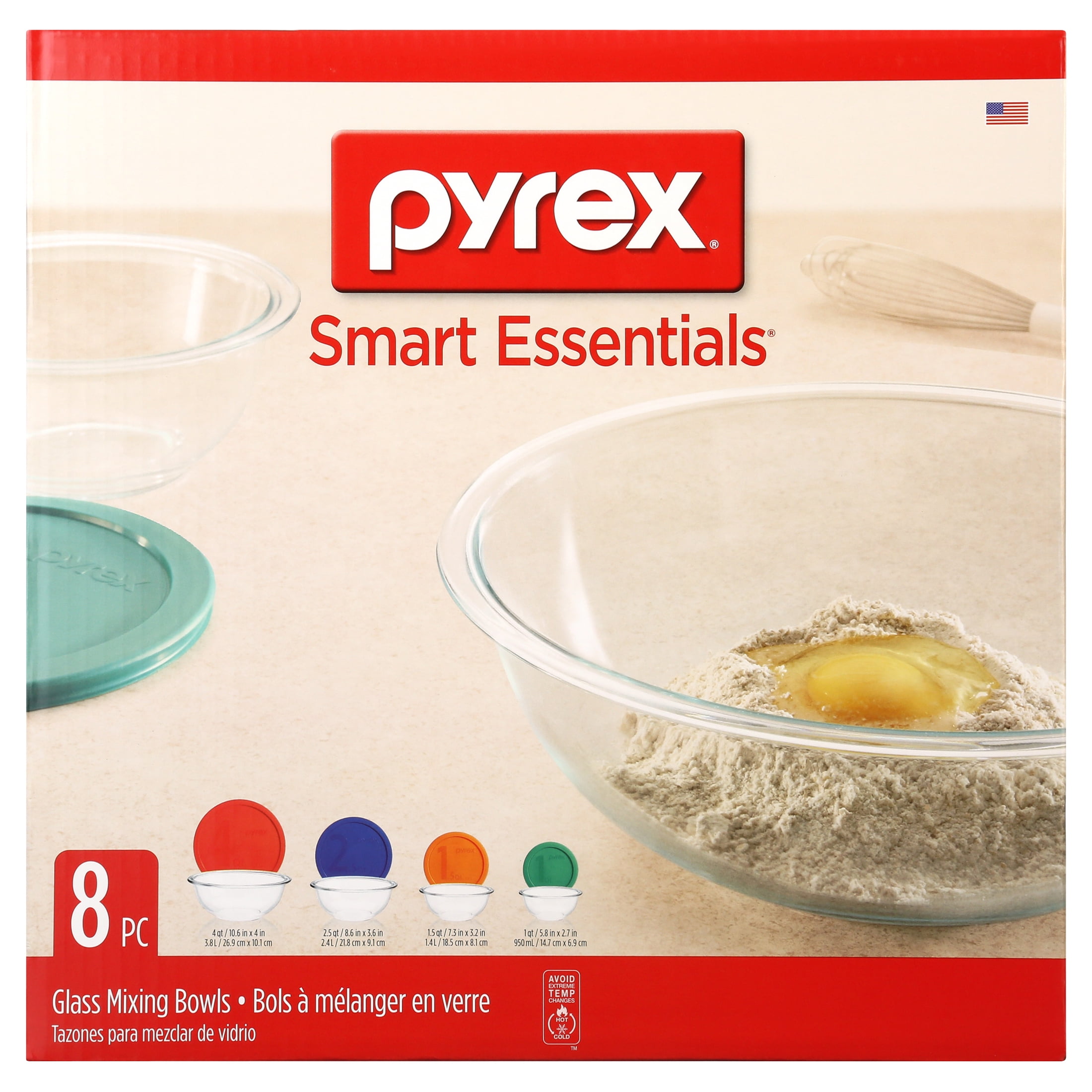 Pyrex Smart Essentials 8-Piece Mixing Bowl Set