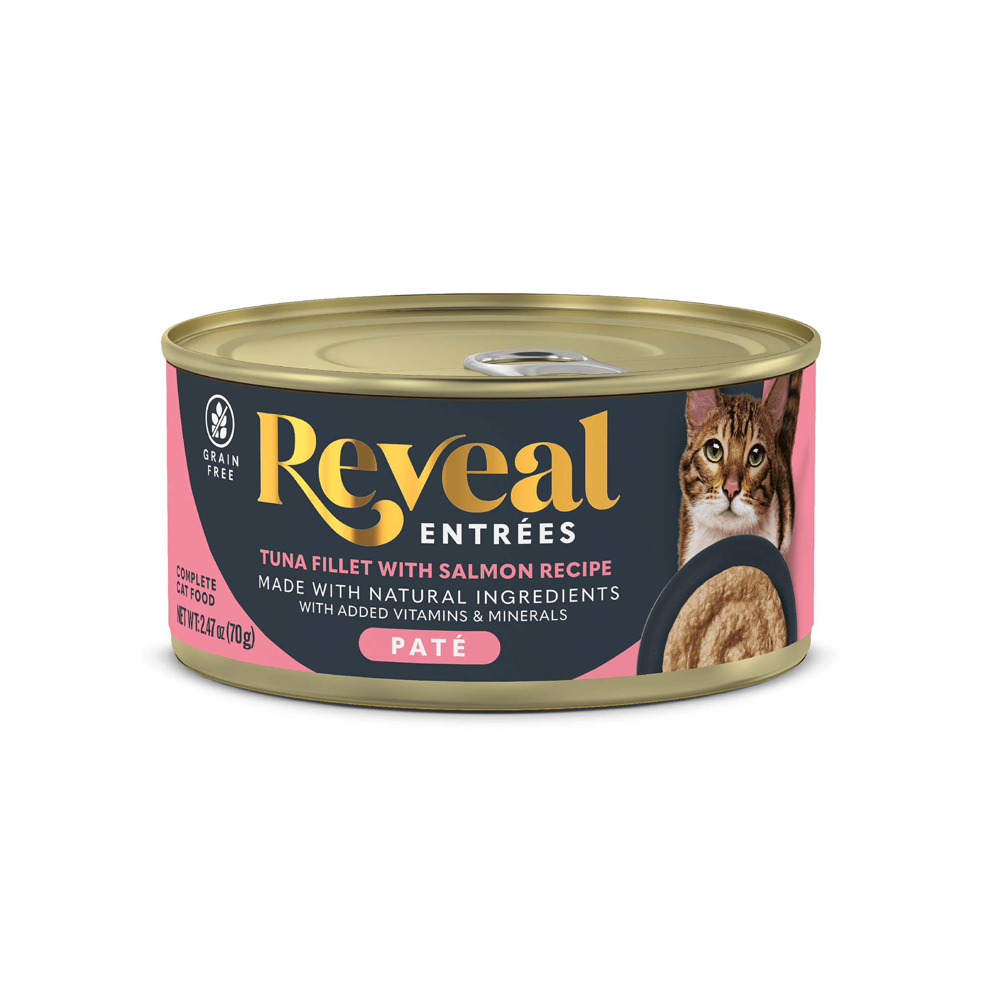Reveal Tuna Fillet with Salmon Recipe Entrée Paté, 24 count, 2.47 oz Cans