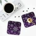 thumbnail image 4 of Lsque Snowflake Gradient Purple Pattern 4" Drink Coasters Set of 4, PVC Leather Absorbent Coasters, Table Coaster Set Decorative Coffee Cup Coasters Housewarming Gift -Square, 4 of 6