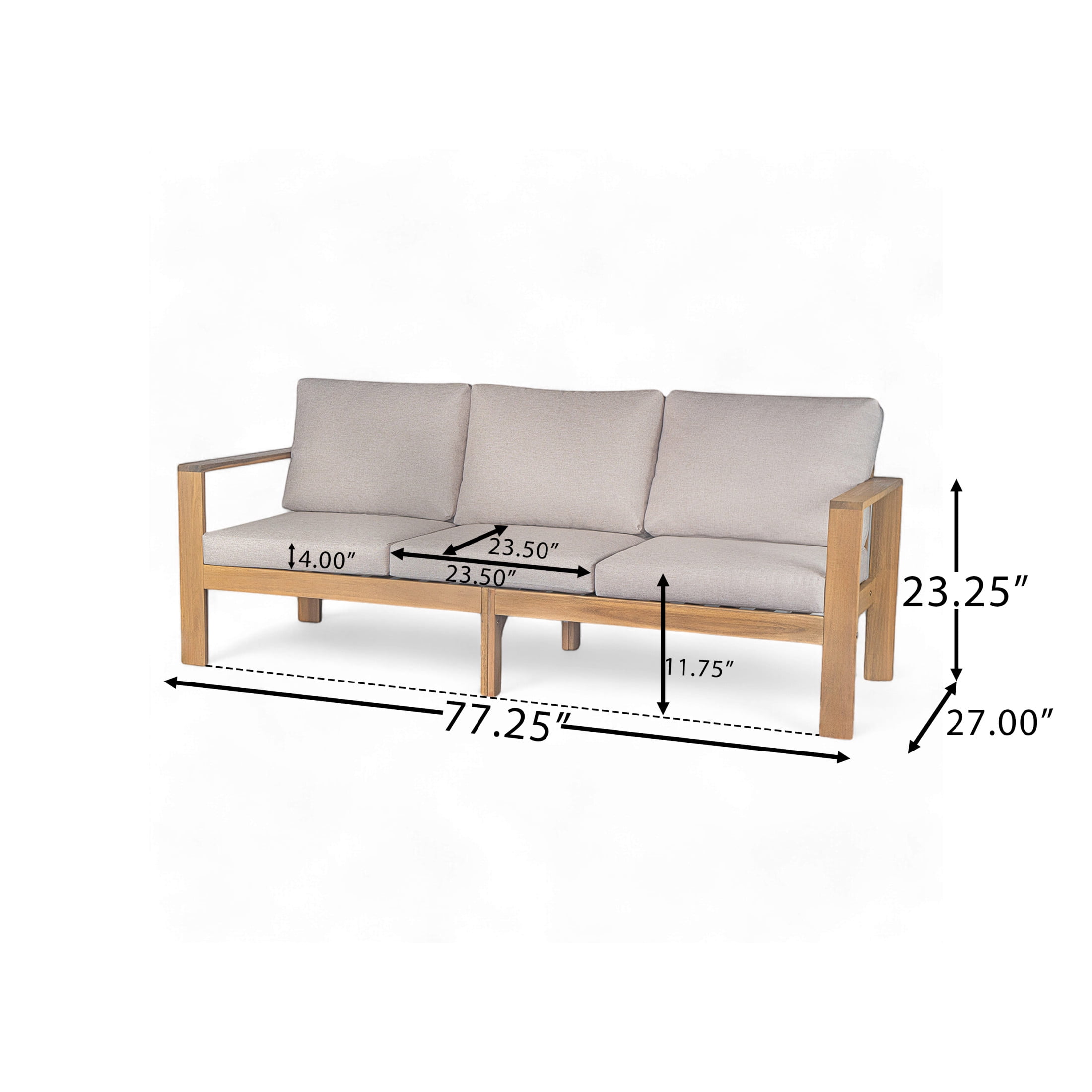 Christopher Knight Home 5-Piece Outdoor Sectional Wood Conversation Sofa Set with Light Gray Cushions