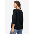 thumbnail image 2 of ellos Women's Plus Size Boatneck Tee With Three-Quarter Sleeves - 14/16, Black, 2 of 3