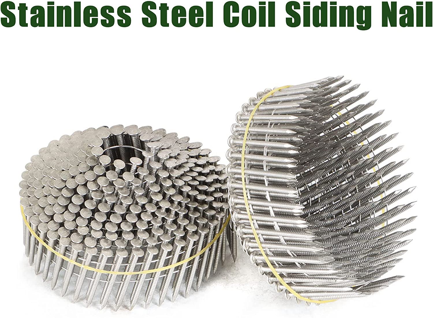 3600-Count 15° Coil Siding Nails – 1-1/2 X .090, 304 Stainless Steel, Full Round Head, 12 Rolls 3600-Count 15° Coil Siding Nails – 1-1/2 X .090, 304 Stainless Steel, Full Round Head, 12 Rolls