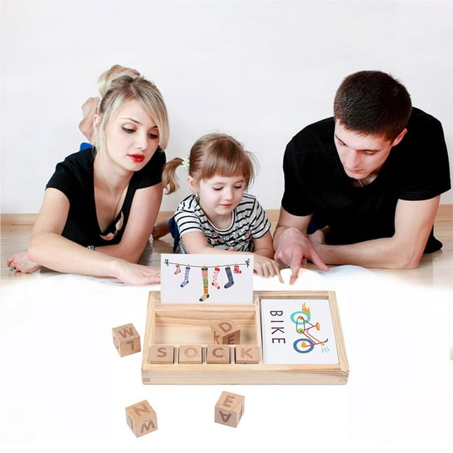 stanreset Matching Letter Game Wooden English Alphabet Card Game Machine Letter Spelling Game Early Educational Toys