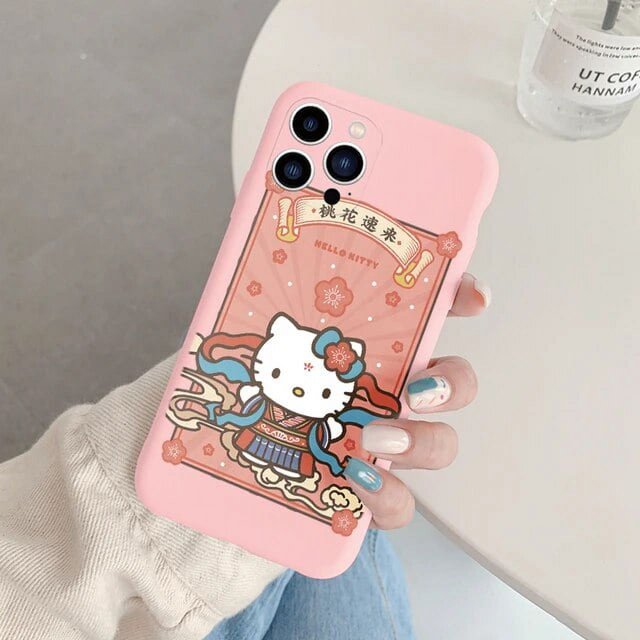 Phone Case for For Apple iphone 13 Pro Max 13Mini Girls Anti-drop Cartoon Cinnamoroll Kuromi Hello Kitty Silicone Printed Cover ZR
