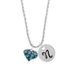 thumbnail image 1 of Delight Jewelry Silvertone Hot Blue Cheetah Print Heart Silvertone Script Initial Disc - N - Charm Necklace, 20"+3", 1 of 4