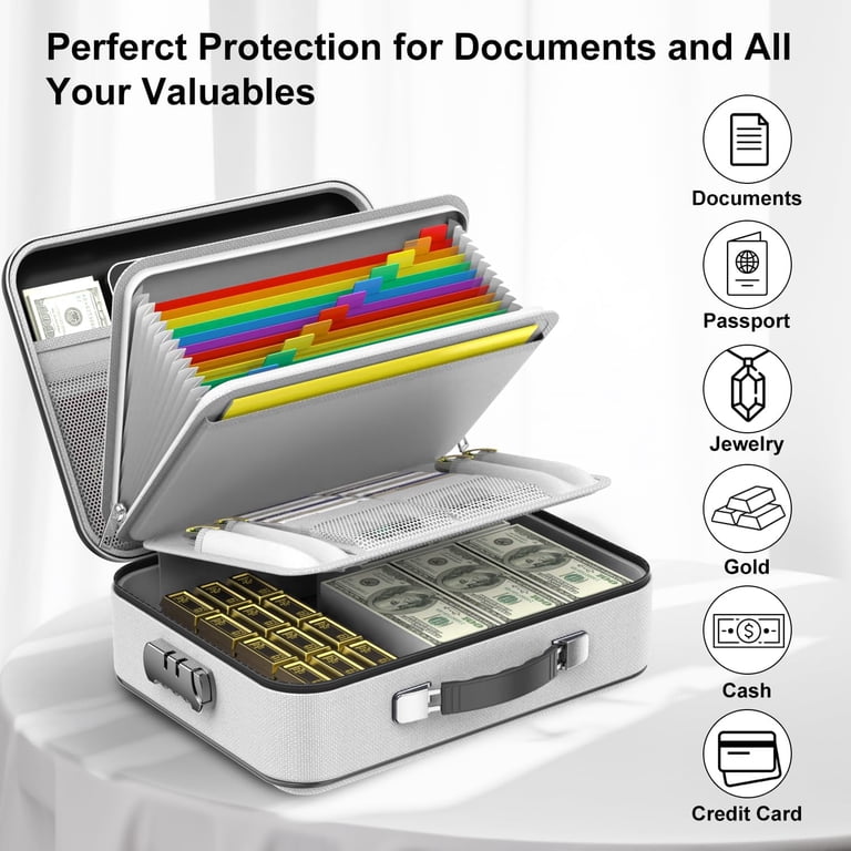 Important Document Organizer COLCASE Fireproof Document Box With Lock ...