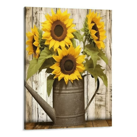 Shiartex  Rustic Farmhouse Sunflowers Wall Art Canvas Flower Painting Poster Wall Decor Living Room Wall Art Home Country Bathroom Wall Decor (16x20 Inch)