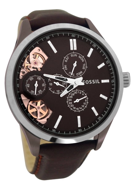 Fossil Men's ME1123 Twist Day Date Dial Brown Leather Watch - Walmart.com