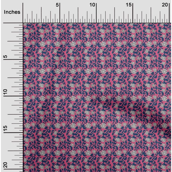 oneOone Viscose Jersey Fabric Leaves & Floral Block Print Fabric By Yard 60 Inch Wide