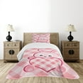 thumbnail image 4 of Ambesonne Cartoon Quilted Bedspread Set 2 Pcs, Diamond Shape Bunny Heart, Twin Size, Pale Pink Magenta Rose, 4 of 5