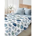 thumbnail image 4 of Queen Flat Sheet Only Thanksgiving Pumpkin Maple Leaves Soft Microfiber Cooling Bedding Sheets Fall Harvest Blue Teal Flat Bed Sheet for Hotel,Home Decor, 4 of 6