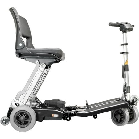 Luggie Classic II Foldable Mobility Scooter, 15 Mile Range, 4 MPH Max Speed Metallic Grey