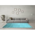 thumbnail image 3 of Ahgly Company Indoor Square Trellis Light Blue Modern Area Rugs, 7' Square, 3 of 4