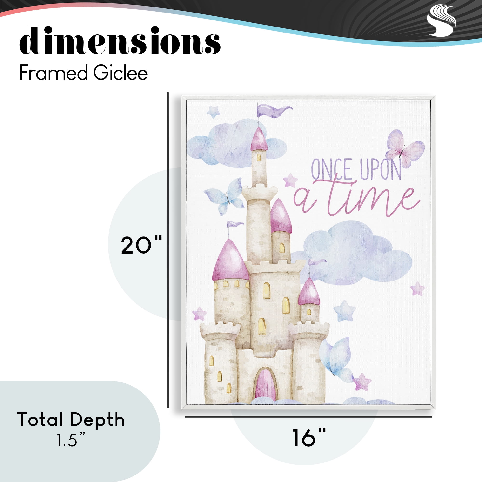 Once Upon A Time Castle White Framed Giclee Art, design by Kim Allen