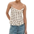 thumbnail image 2 of Womens Polka Dot Satin Tank Tops Cowl Neck Tie Back Sleeveless Shirt Color M, 2 of 9
