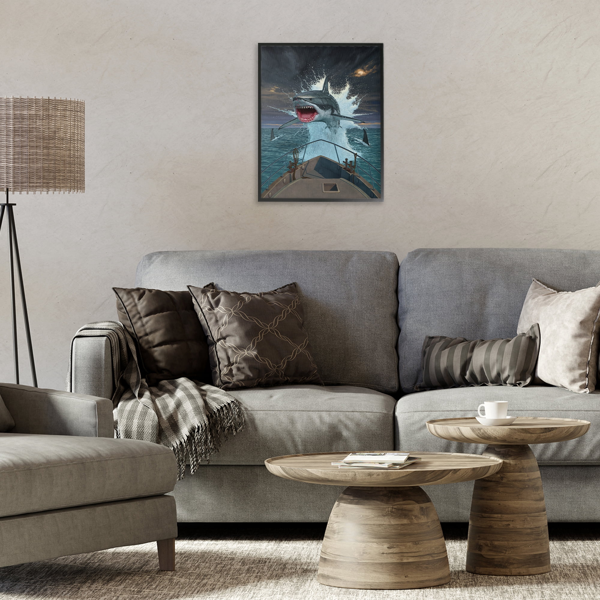 Stupell Industries Fish Out Of Water Black Framed Giclee Art, design by Vincent Hie