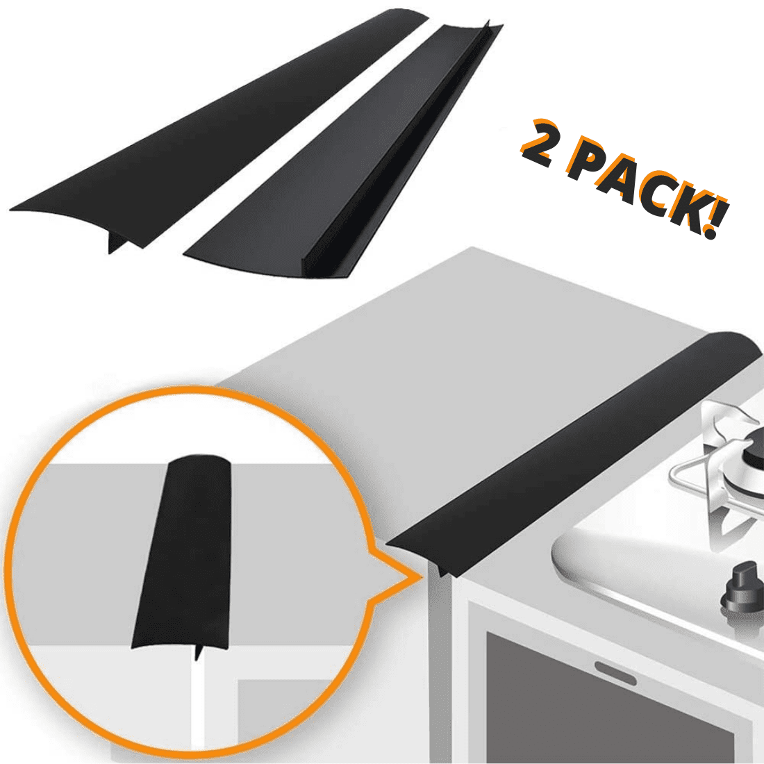 Forliver Stove Gap Covers, Kitchen Silicone Stove Counter Gap Cover, Stove  Protector, Heat Resistant Oven Cover, Stove Gap Filler, Seals Gaps Cover  Between Stovetop and Counter(2 Pack, 21 In, Black) - Yahoo Shopping