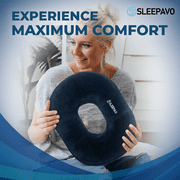 Sleepavo Seat Donut Pillow for Tailbone Pain Relief Cushion - Hemorrhoid pillow - Butt Cushions Pillow for Pressure Relief, Chair, Coccyx, Sciatica, Postpartum Pregnancy Sitting Pillow Donut Cushion