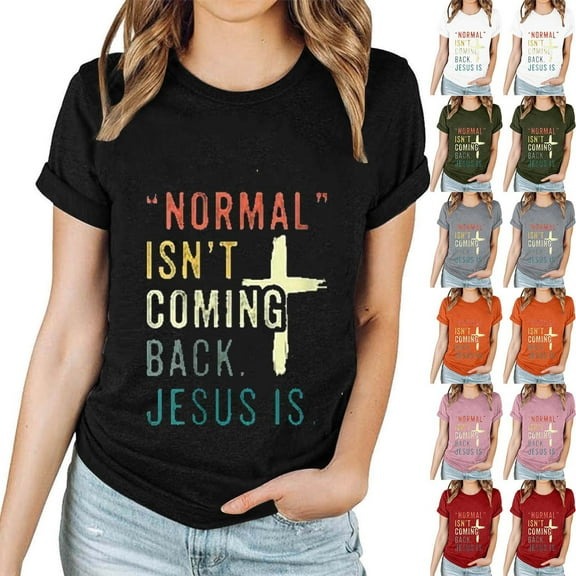 DDAPJ pyju Christian Easter Shirts for Women Short Sleeve Letter Printed T-shirts Jesus Cross Religious Quotes Shirt Summer Casual Round Neck Tee Tops Birthday Gift White XXL