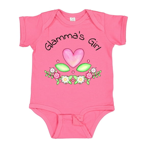 Inktastic Glamma's Girl Heart Flowers Girls Baby Bodysuit