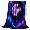 thumbnail image 2 of Celestial Cat Hugging Moon Galaxy Nebula Dreamy Mystic, Peaceful Pet Portrait Pattern, Warm Flannel Blanket for Living Room and Bedroom, Cat Lovers Just Because Gift, Pet Lover Home Decor, 2 of 9
