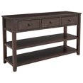 thumbnail image 1 of 50 Inch Mid-Century Console Table with 3 Drawers & 2 Shelves, Retro Sofa Table Solid Wood Frame for Entryway, Living Room, Hallway, 1 of 9