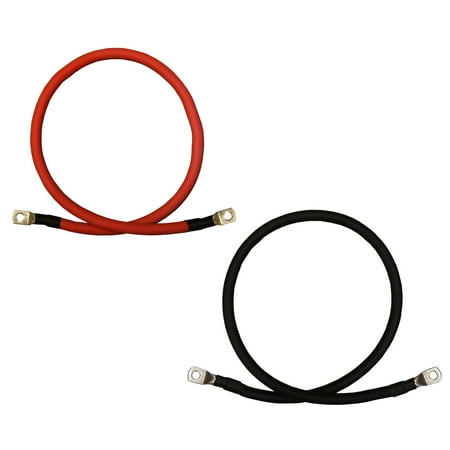 

4/0 Gauge Red + Black Pure Copper Inverter Cables (1 ft 3/8 in. and 5/16 in. and Lugs Both Ends)
