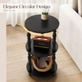 thumbnail image 4 of Maliowa 3-Tier Side Table, Small Round End Table for Living Room Bedroom, Accent Table Narrow Nightstand with Storage Shelf, Black, 4 of 10