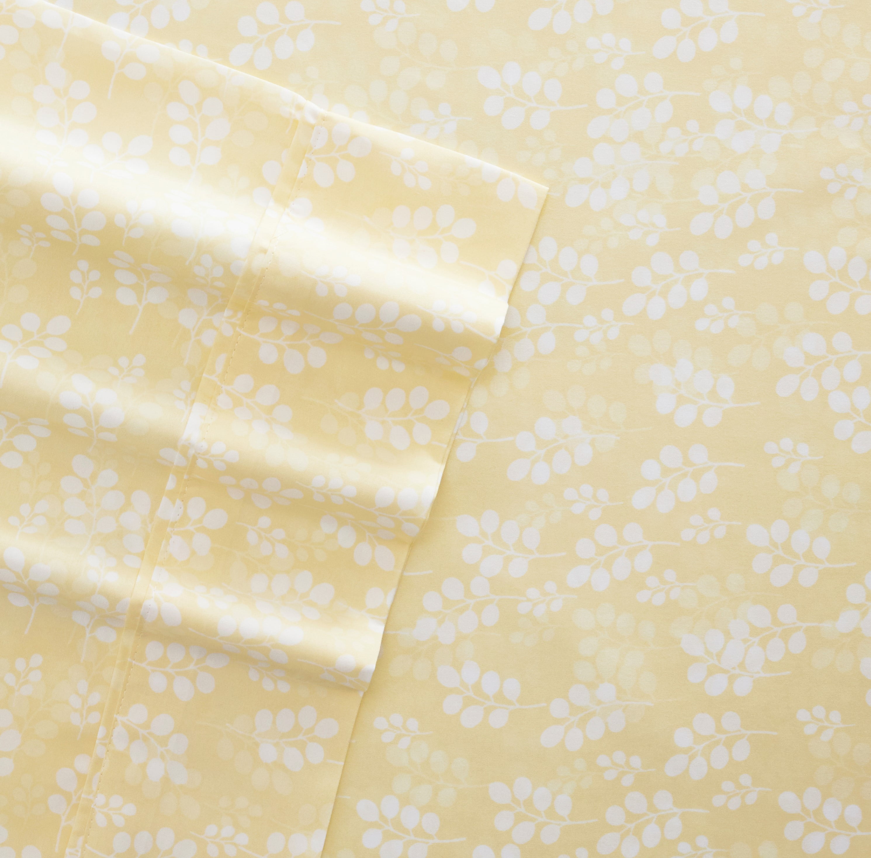 Noble Linens 4 Piece Pattern Microfiber Bed Sheets Set, Ivory Wheat, King