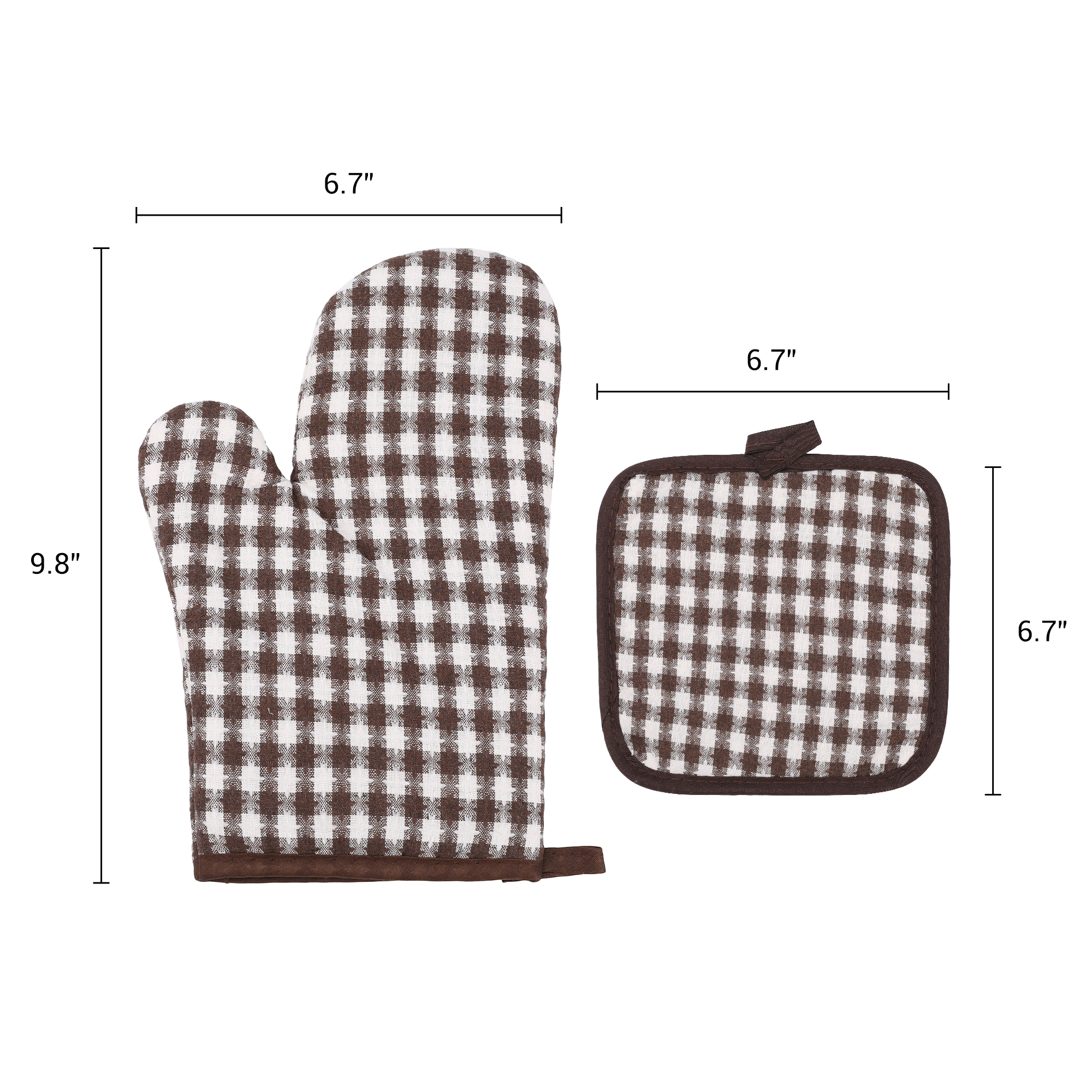 Unique Bargains Pot Holders Set Heat Resistant Oven Mitts Coffee 9.8x6.7inch