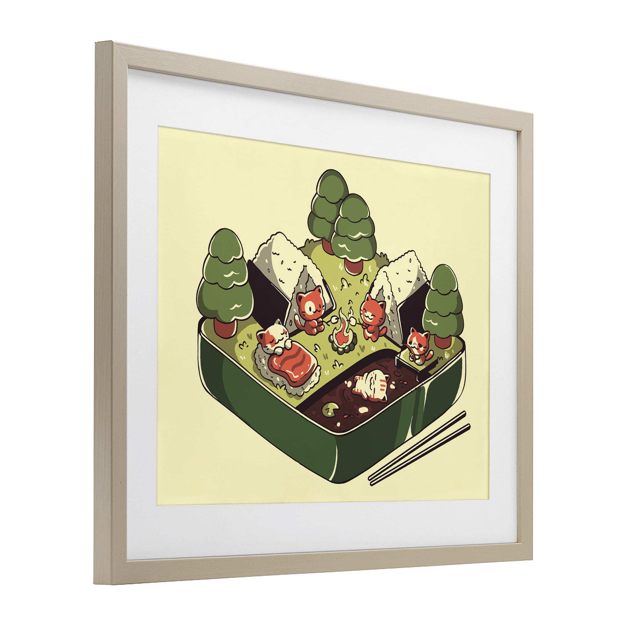 Stupell Industries Kawaii Sushi Camp Bento Birch Framed Print Under Glass, design by Tobe Fonseca