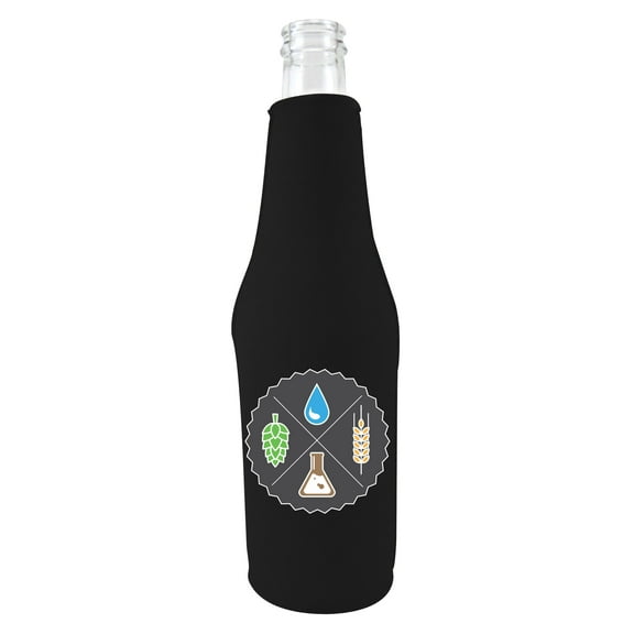 Beer Ingredients Beer Bottle Coolie (Black With Opener)