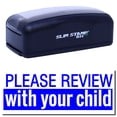 thumbnail image 1 of Large Pre-Inked Please Review with your child Stamp, Slim 1854, Ultra Slim Design, Impression Size 1-13/16" by 2-1/2", Up to 25,000 Impressions - Blue Ink, 1 of 10