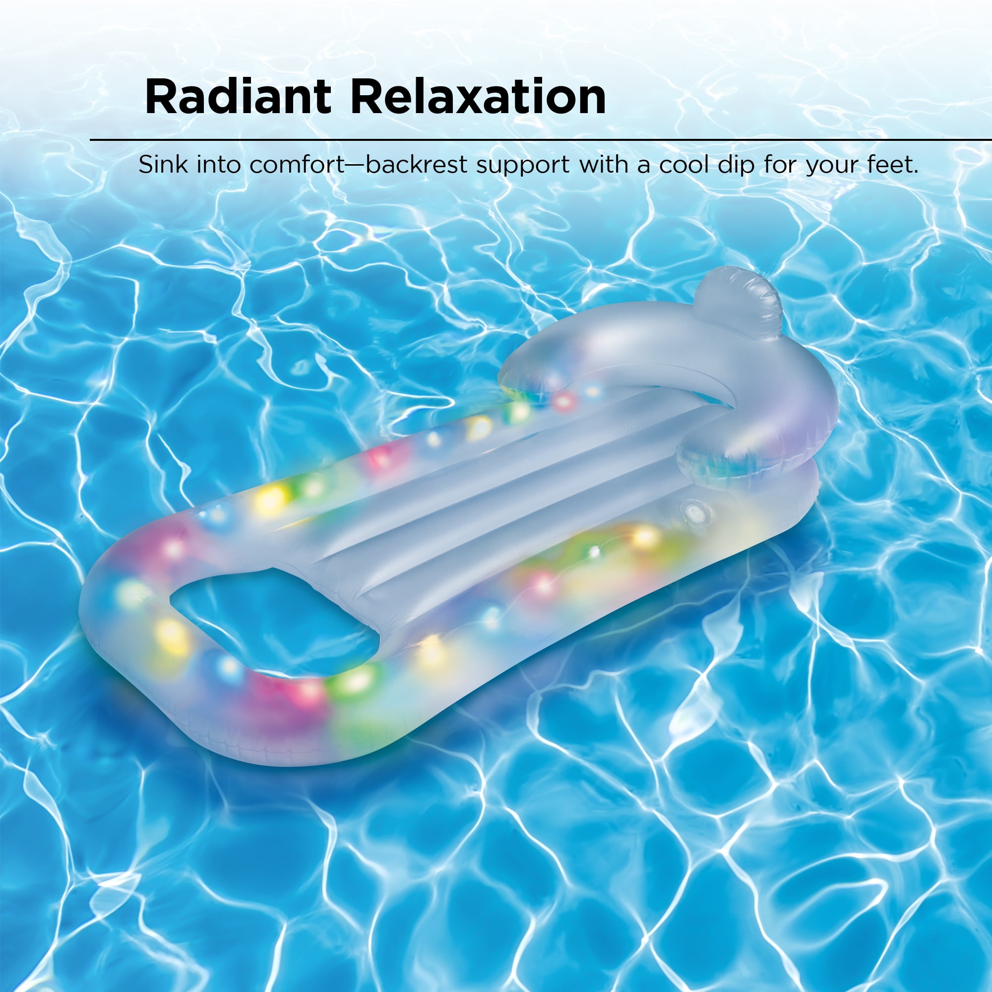 Bluescape LED Pool Lounge – Inflatable Light-Up Floating Lounger with Waterproof Color-Changing LEDs
