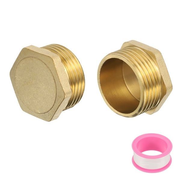 2 Piezas de Accesorios de Rosca Hexagonal de Latón, Enchufe de Latón Macho G1" y Conector de Tubo Rosca Macho