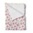 thumbnail image 2 of Tropical Soft Flannel Fleece Throw Blanket, Plumeria and Pink Hibiscus Blossoms Paradise Flowers Hawaii, Cozy Plush for Indoor and Outdoor Use, 60" x 80", Blue Grey Pale Yellow, by Ambesonne, 2 of 5