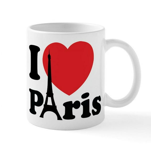 CafePress - I Love Paris Mug - 11 oz Ceramic Mug - Novelty Coffee Tea Cup
