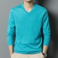thumbnail image 5 of Men's Autumn Solid V-Neck Knitted Slim Fit Casual Long Sleeve Wool Sweater, 5 of 12