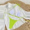 thumbnail image 3 of Dresfit Halter Two Piece Bikini Set for Women - Solid Color with Chest Pads & No Underwire Fluorescent Green S, 3 of 4