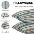 thumbnail image 5 of Throw Pillow Covers 16x16 Inch Set of 2, Turquoise Beige Waterproof Outdoor Pillow Covers, Boho Vertical Stripes Bohemian Retro Decorative Cushion Pillowcases for Couch, Sofa, Bed, Garden, Patio, 5 of 9