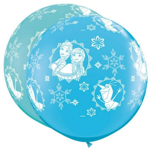36 inch Qualatex Anna, Elsa, & Olaf-A-Round Latex Balloons (2 Pack) - Party Supplies Decorations