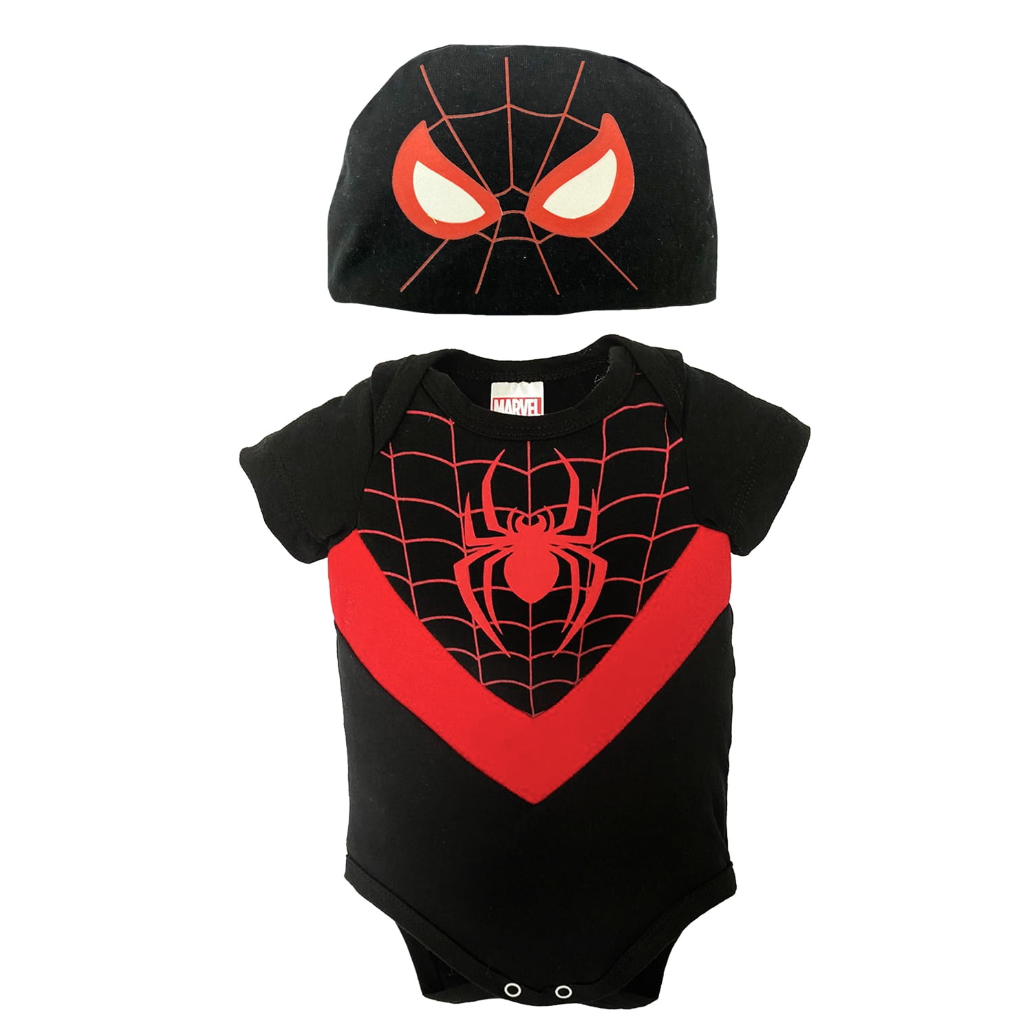 Pañalero de algodón estampado con gorro Marvel Spiderman Miles